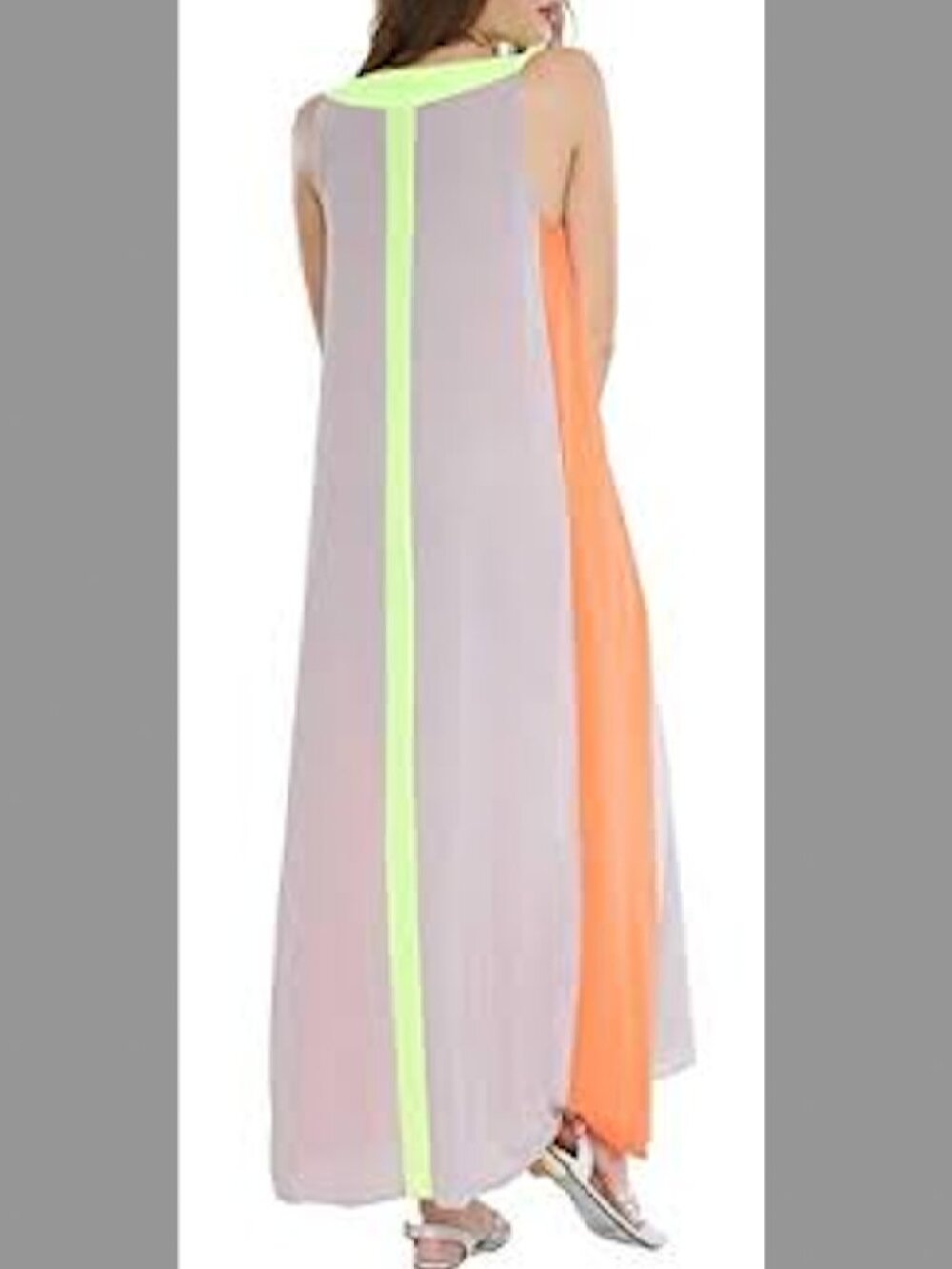 NWT BCBG Wilah Colorblock Neon Maxi Dress Long Orange Gray Relaxed Grecian XS - Picture 16 of 16
